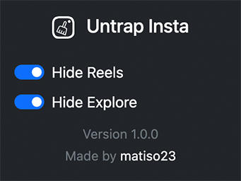 Settings popup – two switches